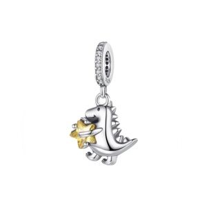 S925 Cute T-Rex Dinosaur Star Charm Pandora Style